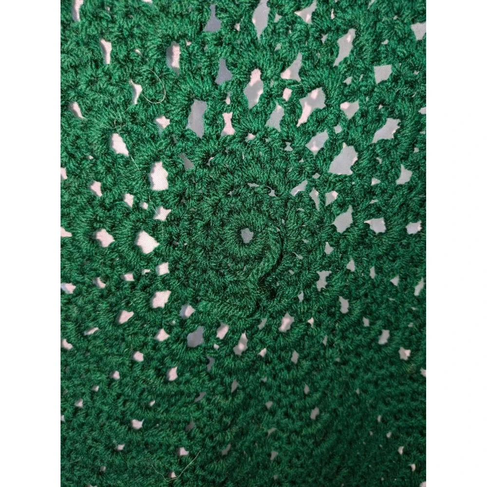 Handmade Crochet 12 Point Star Blanket Throw Green Chevron Afghan Lap‎ Throw 84